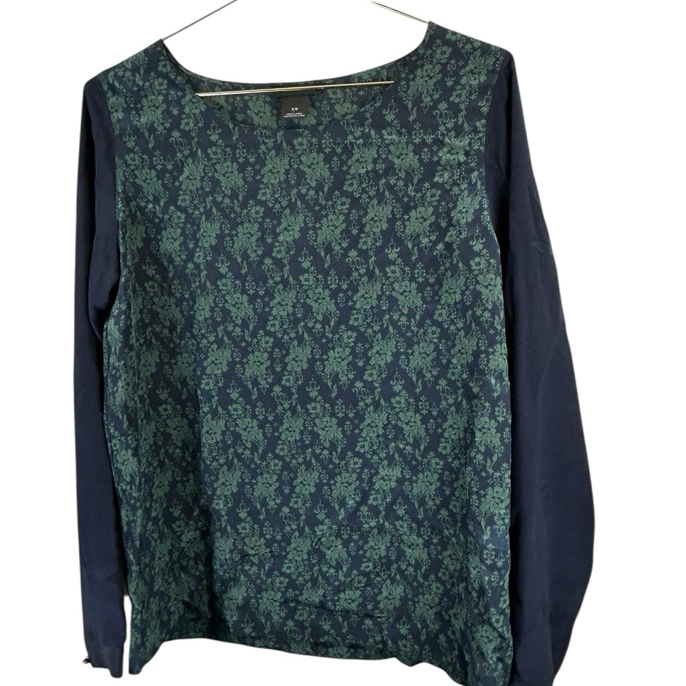 Club Monaco Women’s silk Floral Long Sleeve Blouse